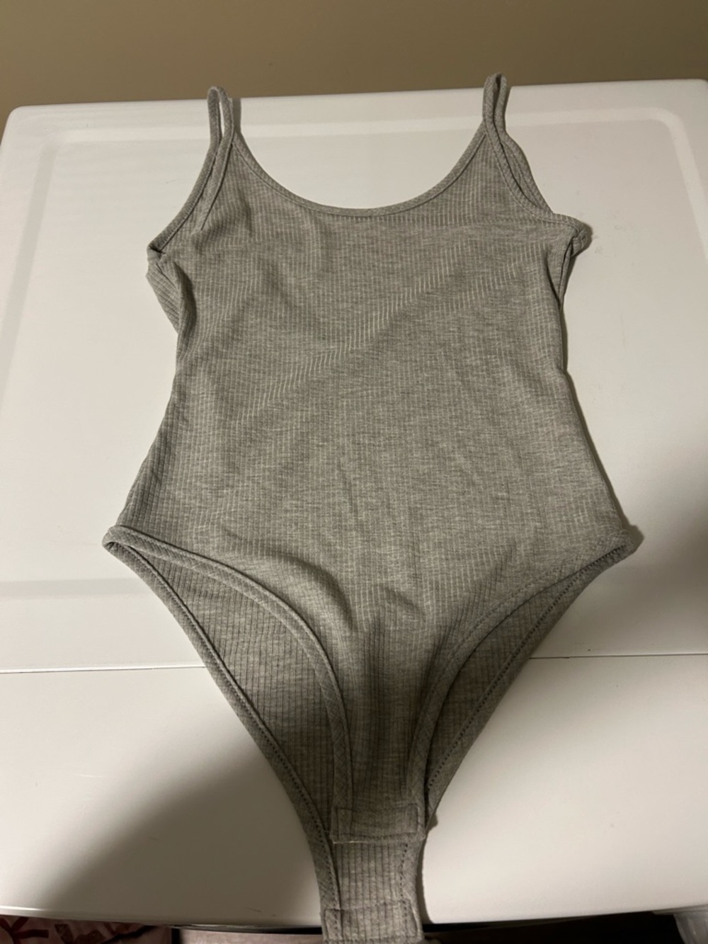 Altar'd State Light Gray Ribbed Bodysuit
